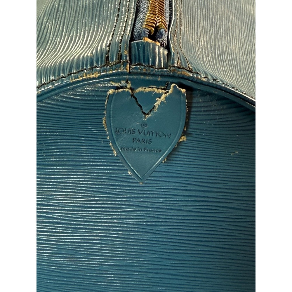 Vintage Louis‎ Vuitton Epi Blue Keepall Travel Duffle Bag Made In France Logo 50 - Picture 9 of 11